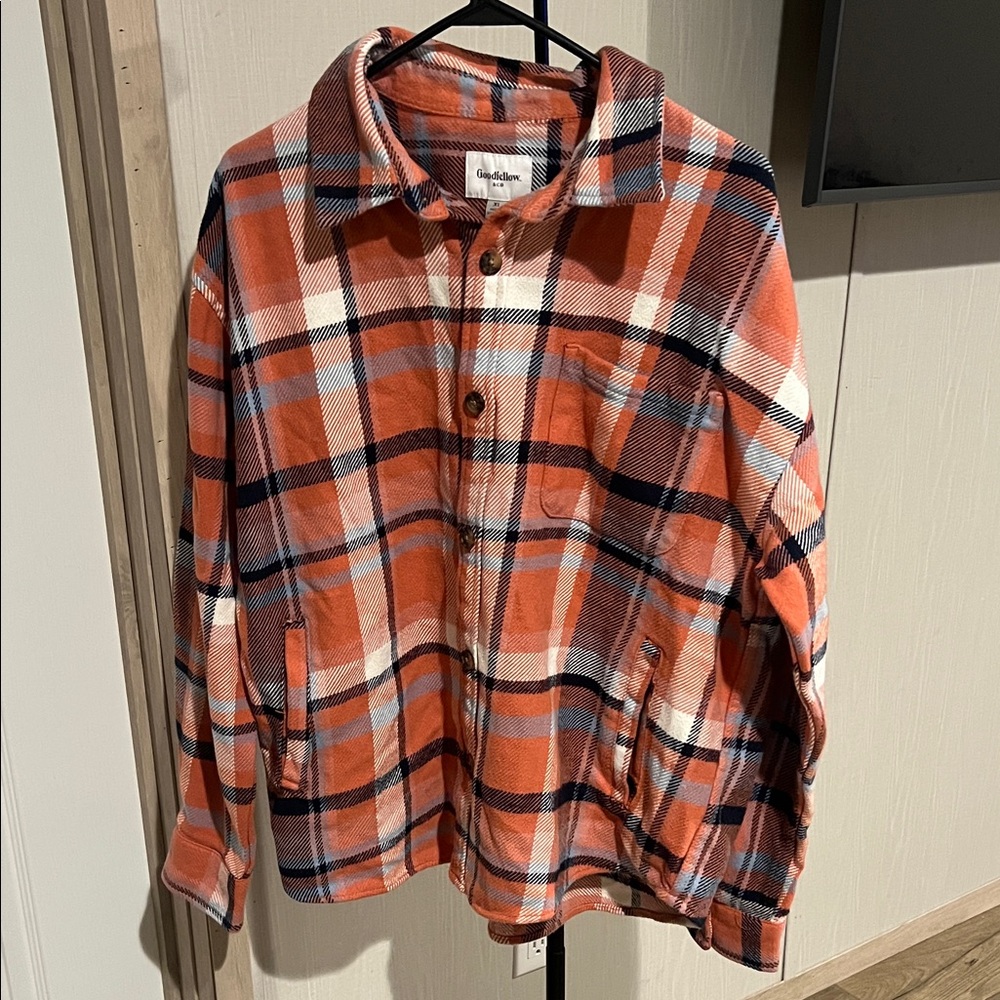 Goodfellow & Co Orange and Black Plaid Shirt